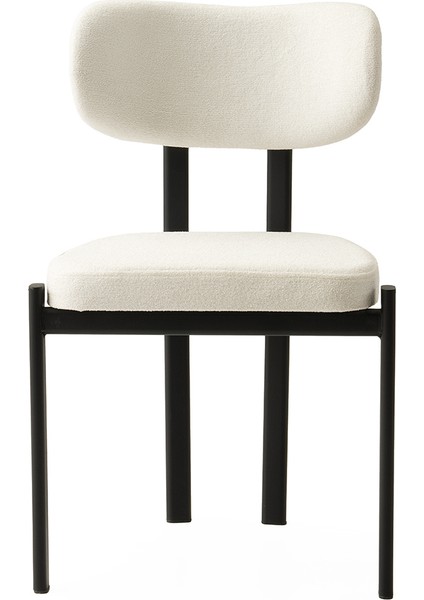 4 Adet Pelin Sandalye Bukle Kumaş Siyah Metal Iskelet modelleri