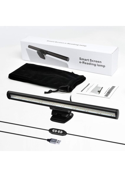 Laptop Üstü Ekran Işığı LED Göz Koruyucu Masaüstü Klipsli Ekran Lambası 3 Renk Parlaklık Ayarlı USB