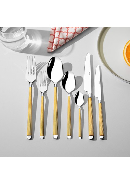 Maria Altın Sade 12 Kişilik 84 Parça Kutulu Çatal Kaşık Bıçak Takımı