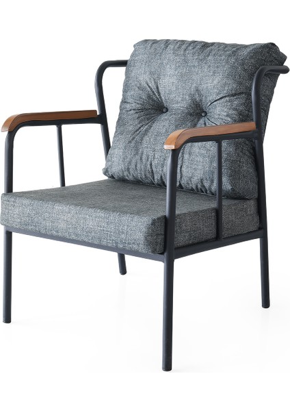 2 Adet Gökçe Sandalye Berjer Keten Kumaş Siyah Metal Iskelet fiyatları