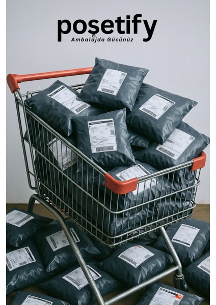 Gri Cepsiz Kargo Poşeti 45X62+5 cm | Yapışkan Bantlı Kargo Zarfı | 200’LÜ E-Ticaret Poşeti