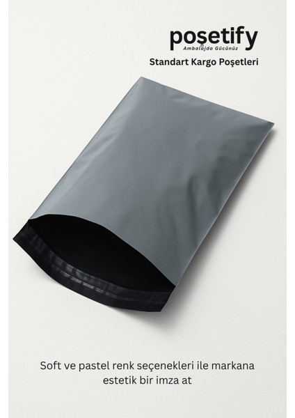 Gri Cepsiz Kargo Poşeti 45X62+5 cm | Yapışkan Bantlı Kargo Zarfı | 200’LÜ E-Ticaret Poşeti
