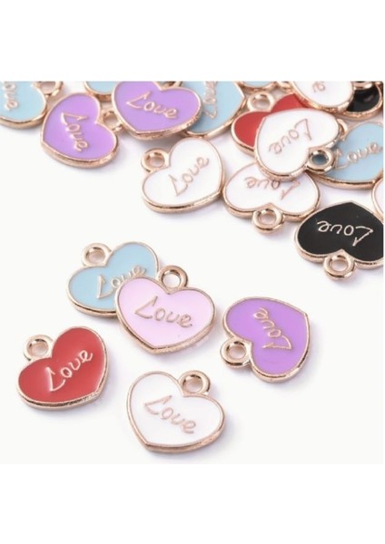 ( 20 x Adet) 1 Set Heart Love Takı Yapım Karışık Renk Bileklik & Küpe & Kolye Ucu
