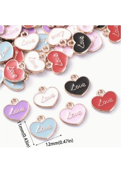 ( 20 x Adet) 1 Set Heart Love Takı Yapım Karışık Renk Bileklik & Küpe & Kolye Ucu modelleri