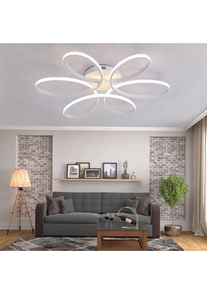 Papatya Beyaz Plafonyer Modern Beyaz Ledli Avize