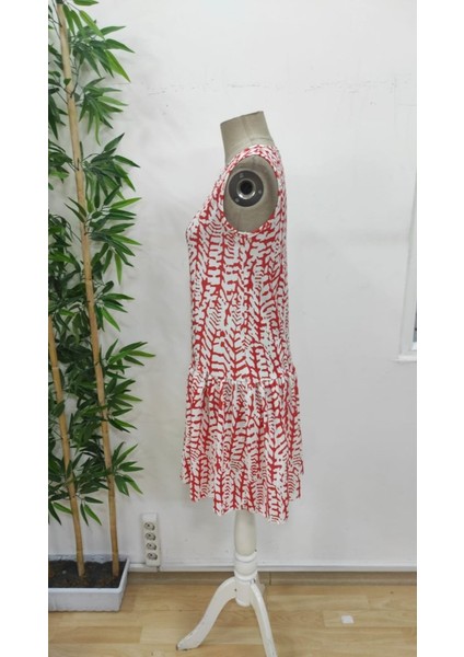 Kadın Kolsuz Halka Detay Yaka Bürümcük Kumaş Elbise (Renkli) modelleri