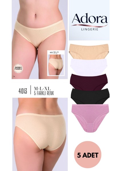 5'li Ekonomik Paket Kadın Fitilli Slip Külot 5 Farklı Renk