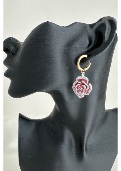 Kırmızı Kalp Gül Inci Yonca Detay Sallantılı Üçlü Küpe Seti fiyatları