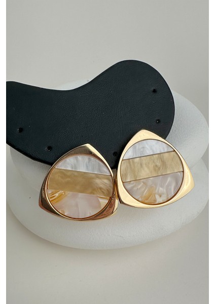 Geometrik Renkli Çizgi Detay Sedef Küpe (3cm) fiyatları