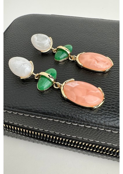 Sedef Renkli Oval Taşlı Sallantılı Küpe (7cm) fiyatları