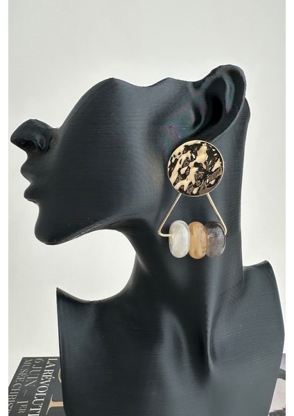 Yuvarlak Metal Detay Akrilik Renkli Halkalar Küpe (5cm)