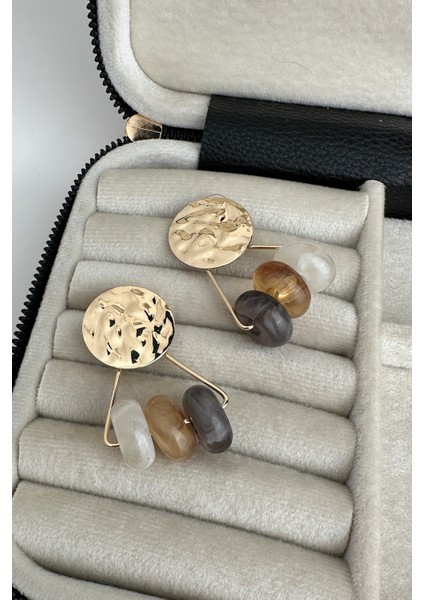 Yuvarlak Metal Detay Akrilik Renkli Halkalar Küpe (5cm) fiyatları