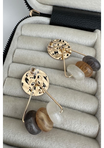 Yuvarlak Metal Detay Akrilik Renkli Halkalar Küpe (5cm) modelleri