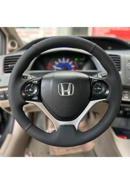 Honda Civic Fb7 Araca Özel Dikmeli Direksiyon Kılıfı Nokta Düz Siyah Ip