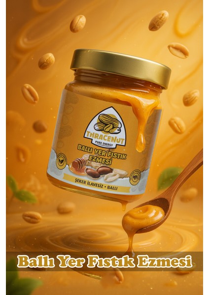 Ballı Yer Fıstık Ezmesi 300G – Doğal – Şeker Ilavesiz – Katkısız – Sürülebilir (%90 Yer Fıstığı %10 Bal)