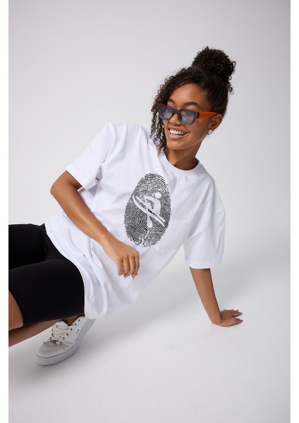 Dna Of Rowing Unisex Oversize Pamuklu Beyaz T-Shirt