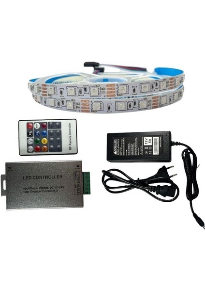 Rf Kumandalı Rgb Şerit LED Set 5050 Ledli 3çipli 10METRE IP20