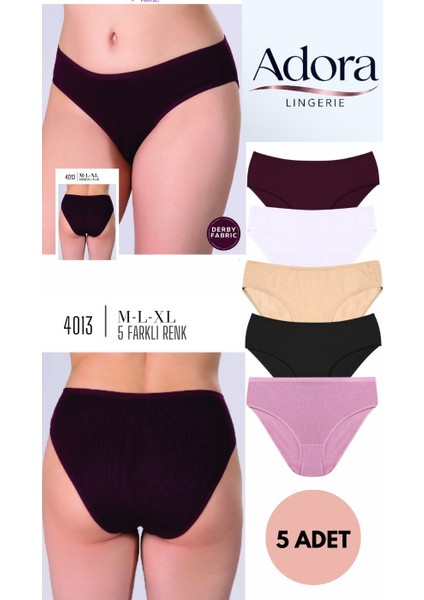5 Farklı Renk Ekonomik Paket Kadın Fitilli Slip Külot