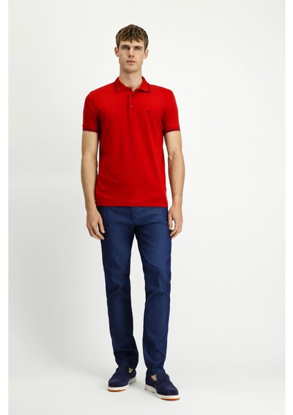 Polo Yaka Slim Fit Dar Kesim Nakışlı Süprem Pamuklu Tişört fiyatları