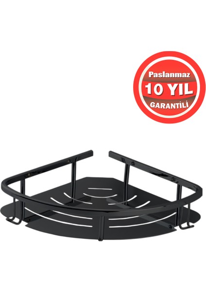 Paslanmaz Pirinç Mat Siyah Marin 19X19 cm Şampuanlık Süngerlik Köşelik