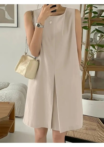 Rengastyle Kadın Sıfır Kol Askılı A Kesim Ithal Krep Elbise