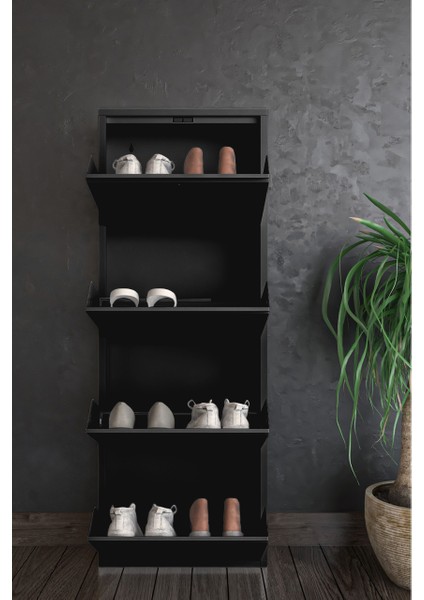 Kilitli 4'lü Metal Ayakkabılık Siyah fiyatları