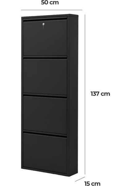 Kilitli 4'lü Metal Ayakkabılık Siyah fırsatları