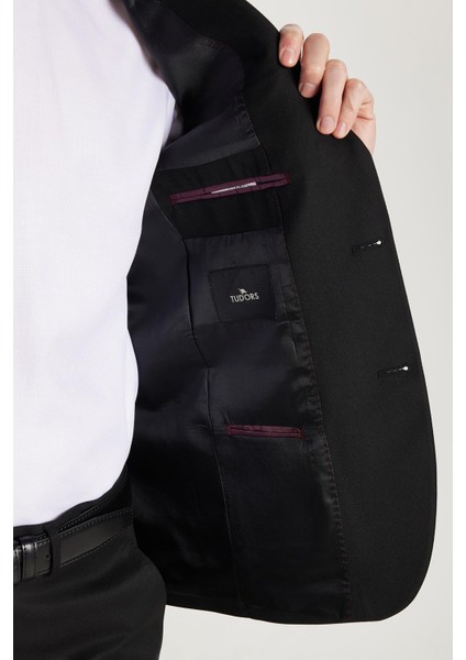 Erkek Regular Fit Esnek Likralı Kumaş Mono Yaka Kapaklı Cepli Takım Elbise fırsatları