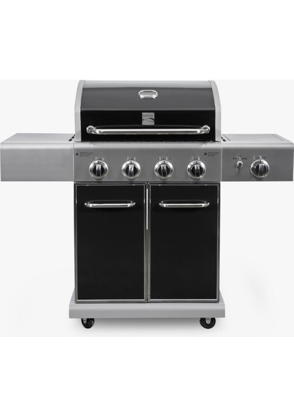 Gazlı Barbekü 4 Ocaklı Siyah - Metal