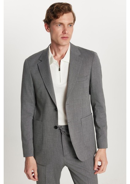 Erkek Regular Fit Esnek Likralı Kumaş Mono Yaka Torba Cepli Takım Elbise modelleri