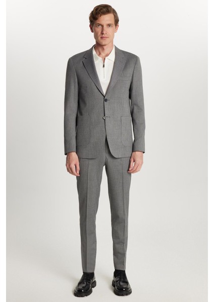 Erkek Regular Fit Esnek Likralı Kumaş Mono Yaka Torba Cepli Takım Elbise indirimleri