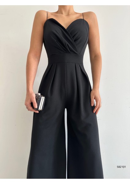 Rengastyle Ithal Krep Kumaş Askılı Geniş Paça Tulum Elbise (Renkli)