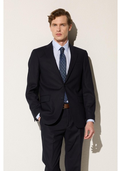 Erkek Slim Fit Mono Yaka Likralı Esnek Kumaş Lacivert Takım Elbise fiyatları