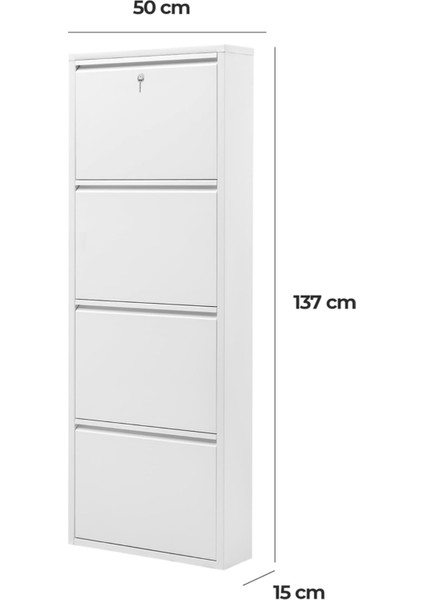 Kilitli 4'lü Metal Ayakkabılık Beyaz fırsatları