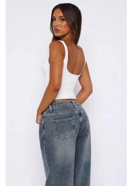 Kadın Kare Yaka Önü Büzgülü Crop Bluz fiyatları