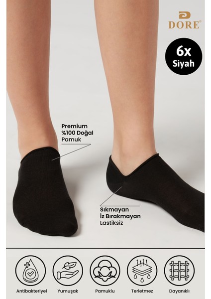 Orijinal 6 Çift Premium Pamuklu Penye Konforlu Dikişsiz Görünmez Yazlık Spor Ayakkabı Sneaker Çorap