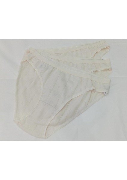Tutku 3 Lü Ekru Jakarlı Bikini Külot Slip