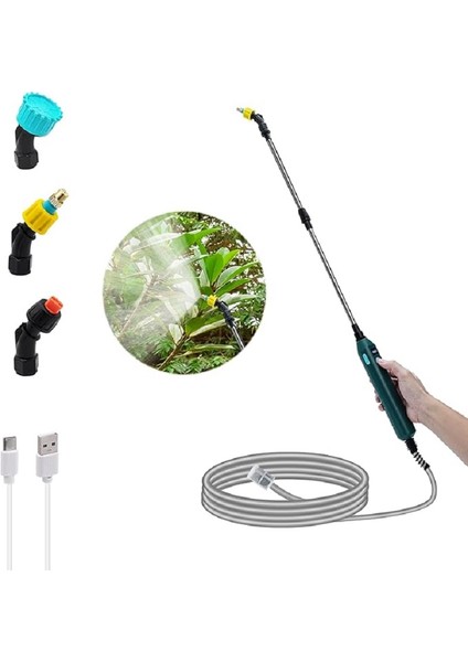 Yüksek Basınçlı Taşınabilir Elektrikli Bahçe Püskürtücü 3 Nozullu 2400MAH Bahçe Sulama Aracı