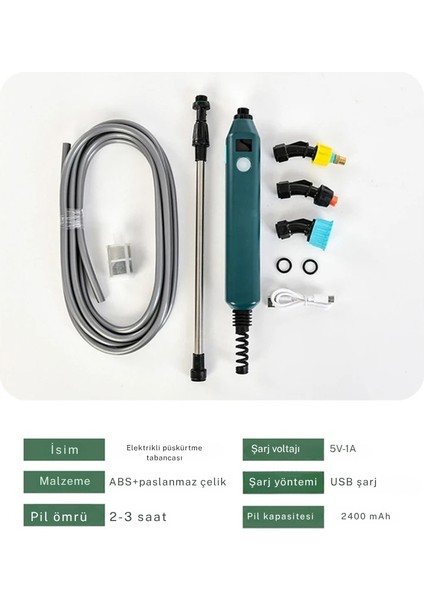 Yüksek Basınçlı Taşınabilir Elektrikli Bahçe Püskürtücü 3 Nozullu 2400MAH Bahçe Sulama Aracı indirimleri