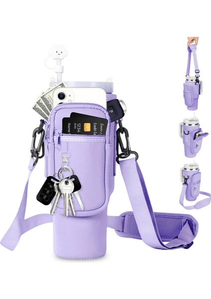 Quencher Pipetli 1.18 Lt Termos Askılı Neopren Koruma Termos Kılıfı Çanta ve Omuz Askısı Aksesuar