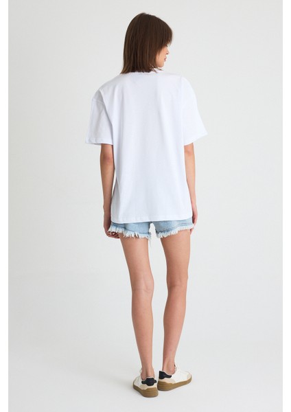 No Probllama Yazılı Lama Karikatür Baskılı Oversize Pamuklu Beyaz Unisex T-Shirt fiyatları