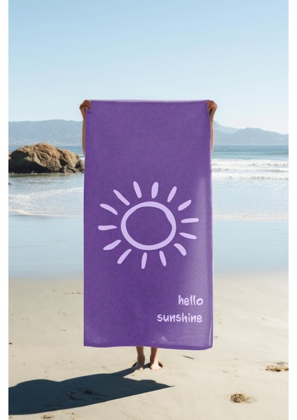 Hello Sunshine Yazılı Plaj Deniz Havlusu Dijital Baskı Peştamal 80X160 cm HSS02