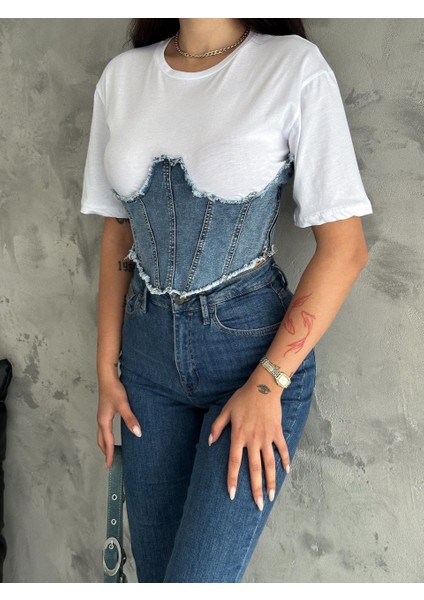 Kot Korseli Bayan T-Shirt modelleri