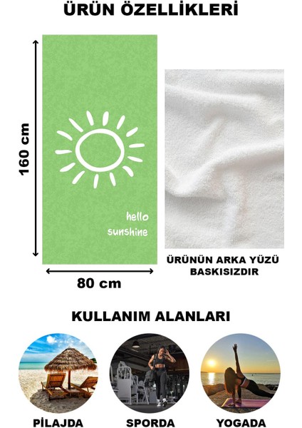 Hello Sunshine Yazılı Plaj Deniz Havlusu Dijital Baskı Peştamal 80X160 cm HSS04 fırsatları