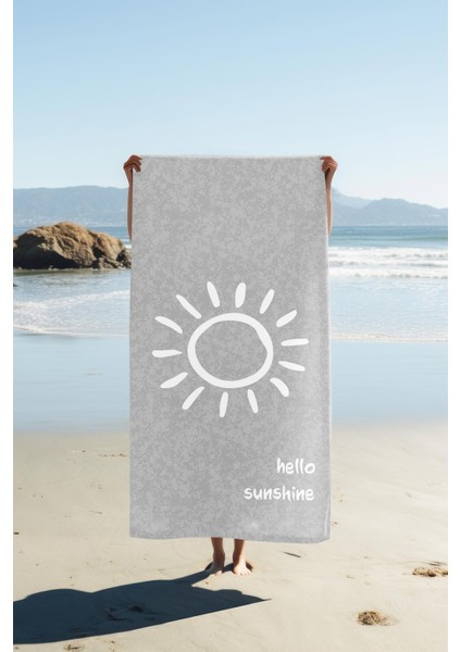 Hello Sunshine Yazılı Plaj Deniz Havlusu Dijital Baskı Peştamal 80X160 cm HSS05
