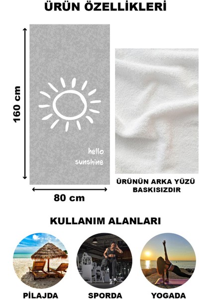 Hello Sunshine Yazılı Plaj Deniz Havlusu Dijital Baskı Peştamal 80X160 cm HSS05 fırsatları