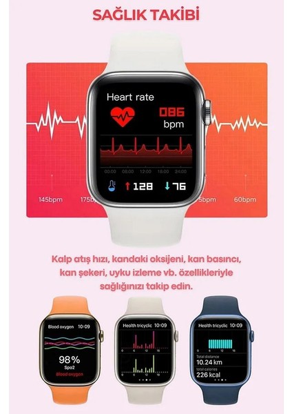 Hk9 Mini 41MM Rose Renk 3 Kordonlu Akıllı Saat fırsatları