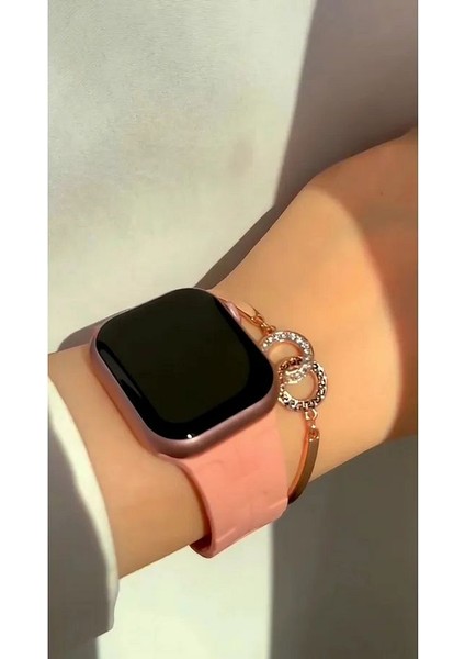 Hk9 Mini 41MM Rose Renk 3 Kordonlu Akıllı Saat