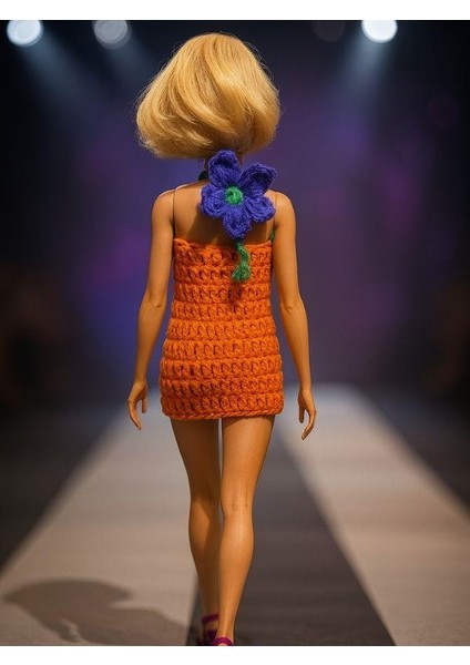 Barbie Bebek Için El Örgüsü Elbise ve Çanta Ikili Takım modelleri