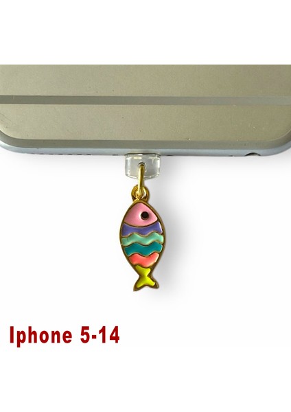Iphone 5-14 Uyumlu Telefon Şarj Portu Toz Tıpası Toz Tıkacı Charm IPGL4003